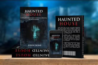 design horror book cover, ebook cover with free 3d mockup