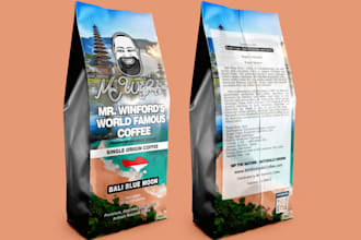 create a coffee bag design with your logo