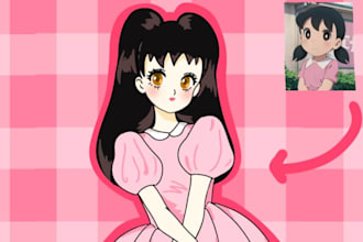 draw you in 90s anime style in 24 hours
