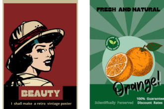 urgently make a retro vintage poster, flyer very fast