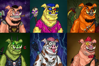 draw custom nft art collection in cartoon or vector style