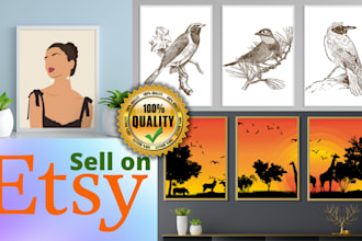 create 25 printable wall art designs for etsy