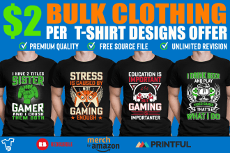 do bulk custom graphic retro vintage gaming  tshirt design