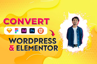 convert PSD, xd, figma to wordpress website using elementor pro
