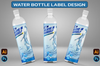create water bottle label design and juice beverage label design