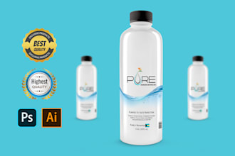 design premium water bottle label, juice bottle label design