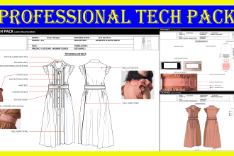 create your industrial fashion tech pack for manufacture