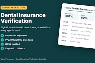 do dental insurance verification and full breakdowns