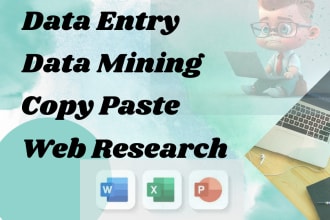 do excel data entry, typing, web research, copy paste