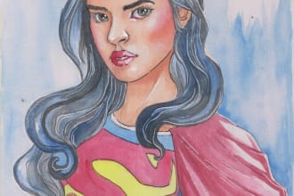 draw you superheroes related art in watercolor style