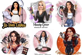 draw lash makeup artist salon spa fashion cartoon logo design