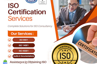 assist in obtaining iso 9001, 14001, 45001, 27001, and 50001 certification