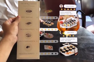 develop ar menu card for restaurants