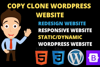 copy clone website and design wordpress website