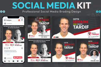 design social media kit, social media brand identity, banners ,covers,posts