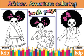 do african american black and white line art for kdp