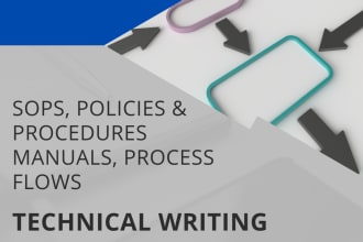 develop process flows, policies and procedures manuals, sops, equipment manuals