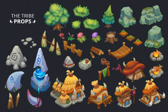 create 2d game art props, icons, items, assets, objects, skill