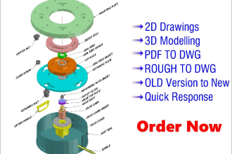 draw detail drawing, 3d render, cad drawing, mechanical drawing
