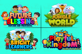 design daycare childcare babyshop school and kids logo