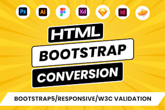 convert figma to html, xd to html, psd to html bootstrap 5