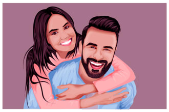 create a couple cartoon portrait from your photo