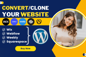 convert clone wix webflow weebly squarespace website to wordpress website