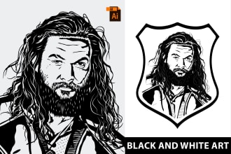 draw vector black and white silhouette, stencil line art illustration