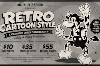 design a character in retro cartoon style