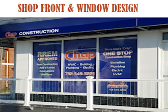 design modern shop front window graphic design and signage