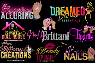 do modern feminine signature beauty salon, eyelashes, hair, nail, boutique logo