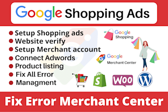 setup google shopping ads or fix error merchant center
