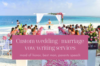 be your wedding vows, maid of honor, best man speechwriter