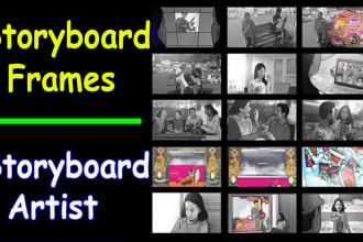 draw storyboard frames, animation, film, game, commercial storyboard