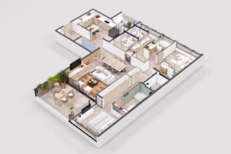 create 3d floor plan rendering