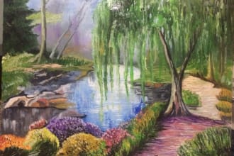 design a realistic landscape for a story or cover art