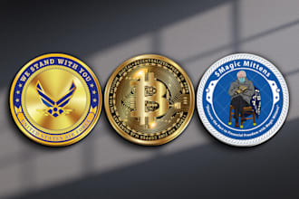 make 3d crypto currency  gold silver bitcoin token badge meme nft technology