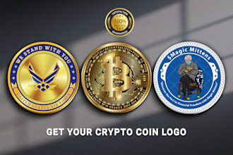 design crypto currency  bitcoin token badge meme nft technology logo