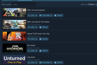 boost your steam hours of playing in 5 games or review your steam game