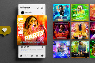 design club flyer, party flyer, event flyer, nightclub motion graphic instagram