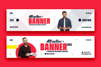 design minimal linkedin, web, facebook, and awesome banner