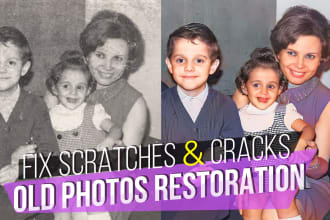 fix scratches and cracks old photos restoration