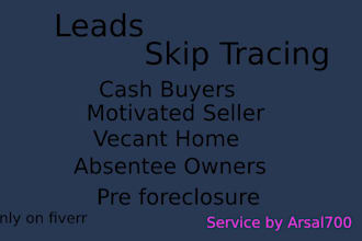 provide you real estate cash buyers leads with skip tracing