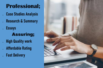 do professional case study analysis, research and summary writing