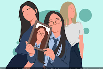 draw faceless, minimalist digital portrait illustration