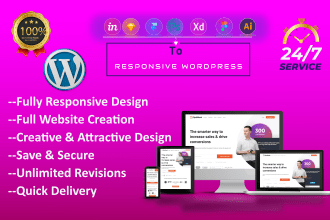 convert PSD or figma or xd to wordpress with responsive
