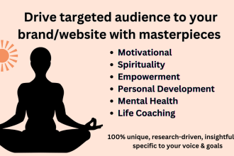 write holistic living, self help, and motivational articles for you