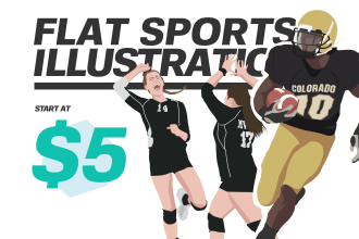 draw athletic flat art for clubs and posters