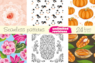 draw floral and decorative seamless patterns