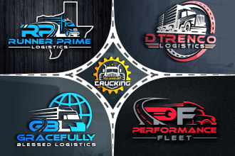 design transport, logistic, trucking and dispatching cargo logo